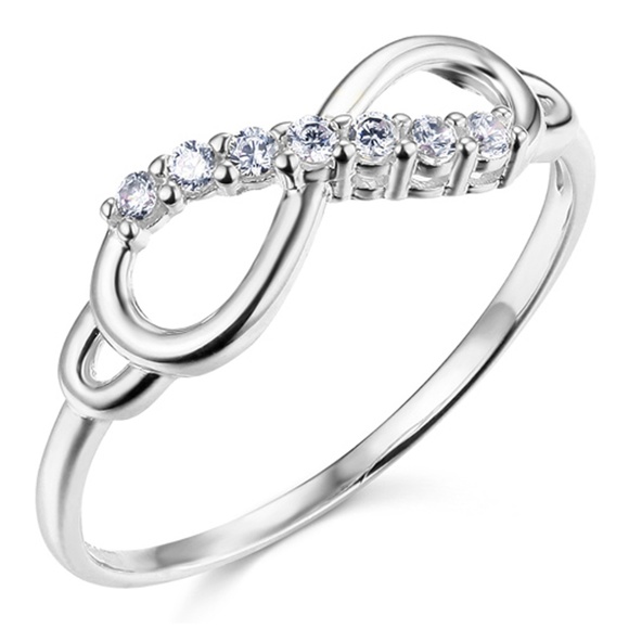 TGDJ Jewelry - 14K White Gold Sparkling CZ Infinity Ring